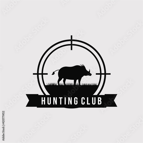 Hunting wild boar, hog logo vector illustration design