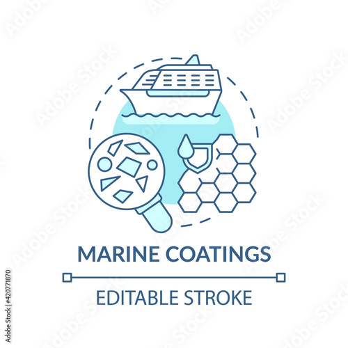 Marine coatings concept icon. Microplastics sources idea thin line illustration. Harmful effects of plastic on nature. Vector isolated outline RGB color drawing. Editable stroke