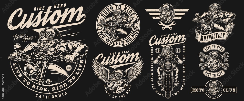 Fototapeta premium Custom motorcycle vintage labels set