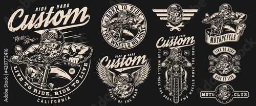 Custom motorcycle vintage labels set