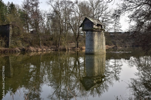 Bridge portal of a former bridge on Radbuza River, Chotesov, Plzen Region, Czech Republic. photo