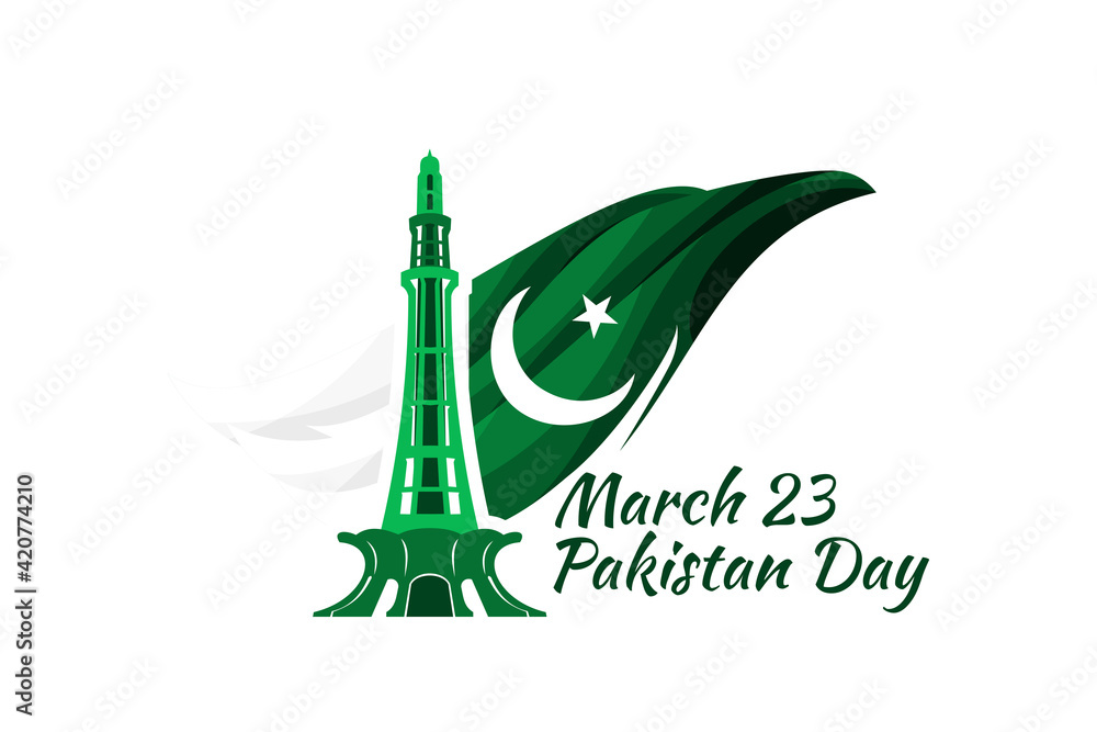 March 23, Happy Pakistan Day vector illustration. Suitable for greeting card, poster and banner
