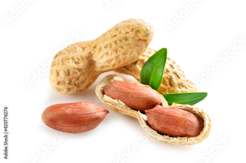 Wallpaper Mural Unpeeled peanuts in nutshell isolated on white Torontodigital.ca