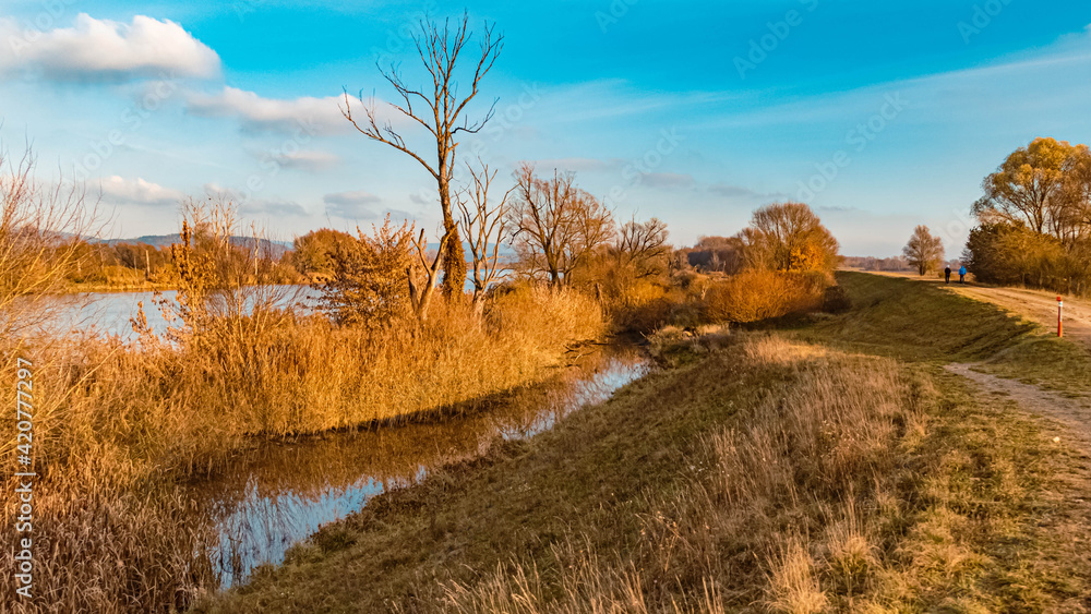 Beautiful autumn or indian summer view near Irling, Danube, Bavaria, Germany