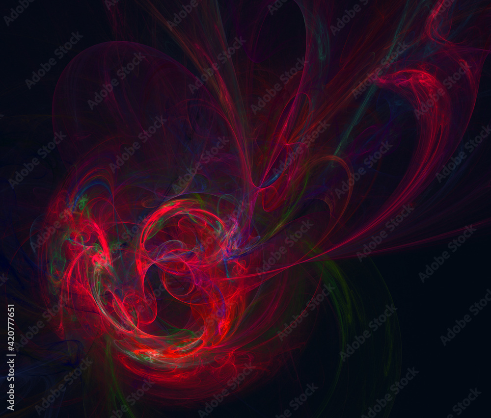 Abstract red and green glowing energy discharge in deep dark empty space. Great for design cover, presentation, flyer, poster, card, packaging, certificate, gift, poster or coupon background. Abstract red and green glowing energy discharge in deep dark empty space. Great for design cover, presentation, flyer, poster, card, packaging, certificate, gift, poster or coupon background.