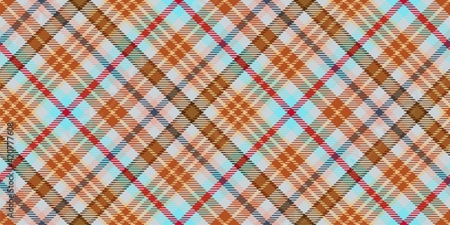 warm terracotta colors checkered gingham repeatable diagonal fabric texture with red and cyan stripes for plaid, tablecloths, shirts, tartan, clothes, dresses, bedding, blankets