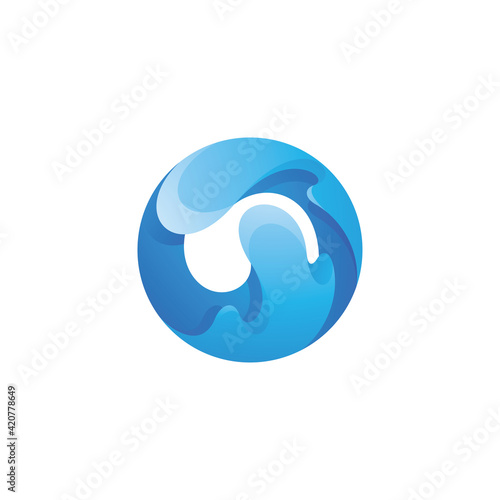 Abstract Water Liquid Splash in Circle Shape Logo