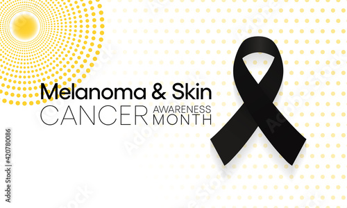Melanoma and skin cancer awareness month observed each year in May, Exposure to ultraviolet (UV) rays causes most cases of melanoma, the deadliest kind of skin cancer. Vector illustration.