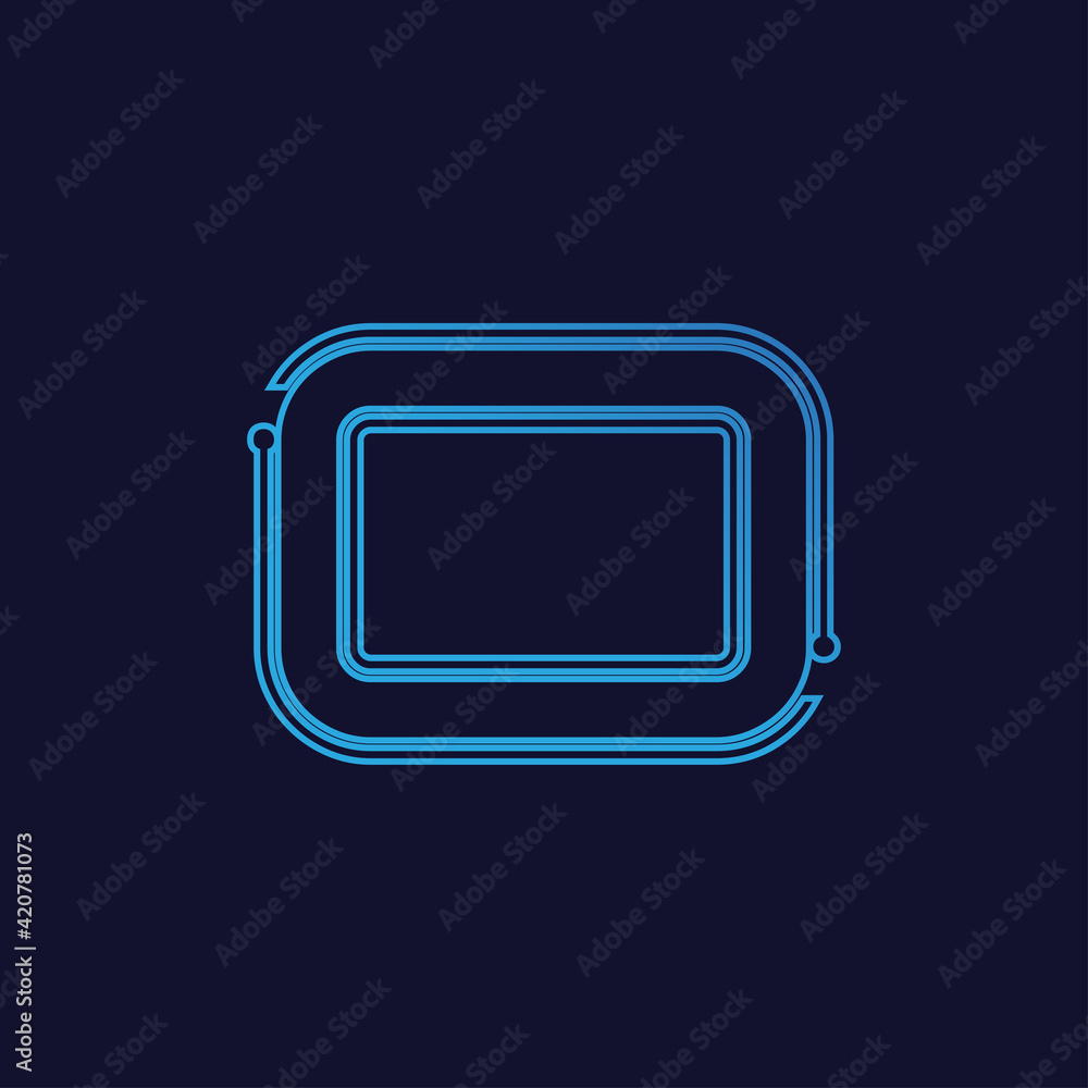 letter O with electronic circuit, tech logo with blue background. letter O with electronic circuit, tech logo with blue background.