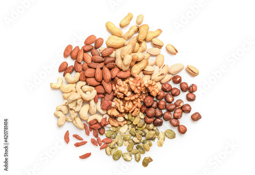 Mix of dry nuts pile