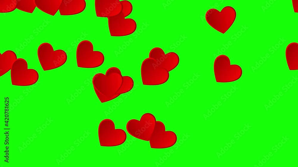 Heart likes icons fly on live social media on green screen background. Template for video Heart likes icons fly on live social media on green screen background. Template for video