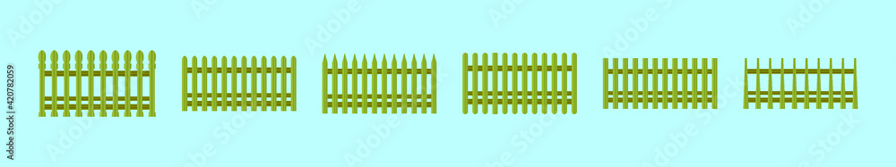 set of wooden fences cartoon icon design template with various models. vector illustration isolated on blue background set of wooden fences cartoon icon design template with various models. vector illustration isolated on blue background