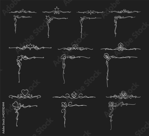 Vintage frames on a dark background, drawing on blackboard