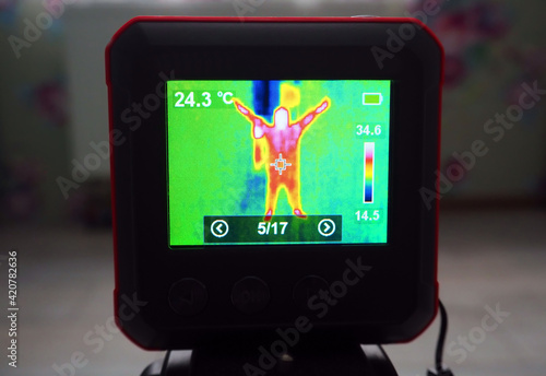 Use of a thermal imager to measure the temperature. 