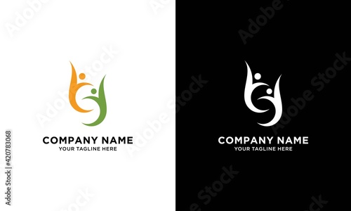 people letter S logo design vector template on a black and white background.