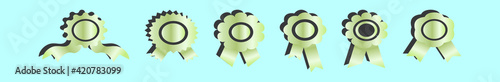 set of cockade with ribbon cartoon icon design template with various models. vector illustration isolated on blue background
