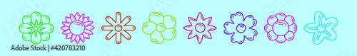 set of dogwood cartoon icon design template with various models. vector illustration isolated on blue background