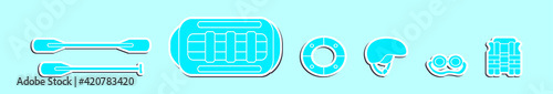 set of rafting sports cartoon icon design template with various models. vector illustration isolated on blue background