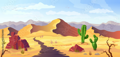 Desert background Arizona cactus prairie landscape