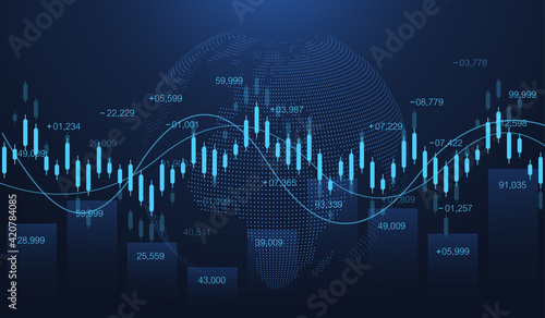 Stock market or forex trading graph in futuristic concept for financial investment or economic trends business idea. Financial trade concept. Stock market and exchange Candle stick graph chart vector.