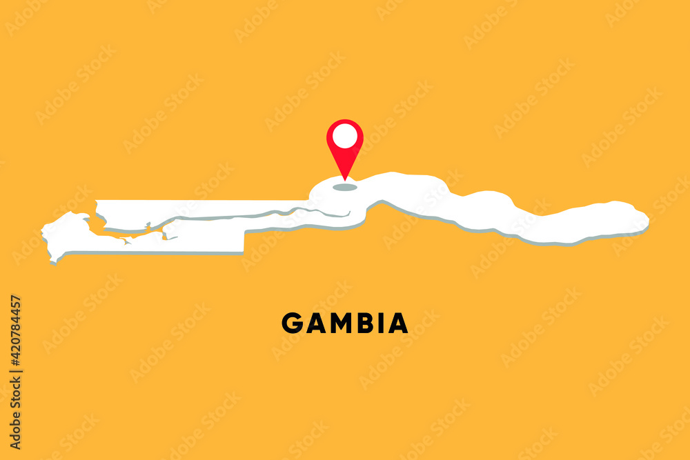  Gambia Isometric map with location icon vector illustration design