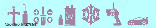 set of rc car elements cartoon icon design template with various models. vector illustration isolated on blue background