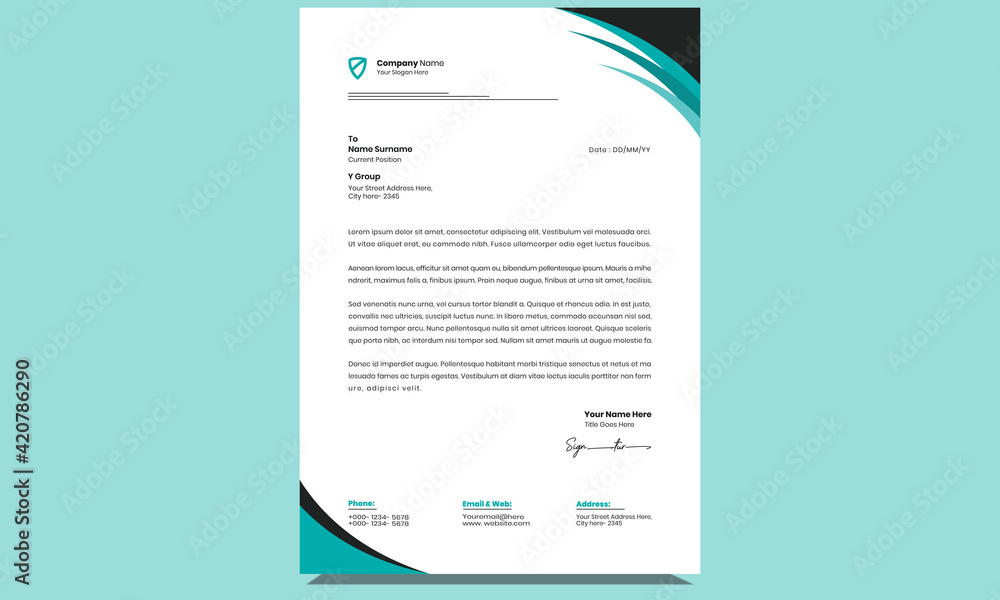 Modern fresh corporate professional creative clean business style letterhead template design for your project design with unique black and blue shapes. Modern fresh corporate professional creative clean business style letterhead template design for your project design with unique black and blue shapes.