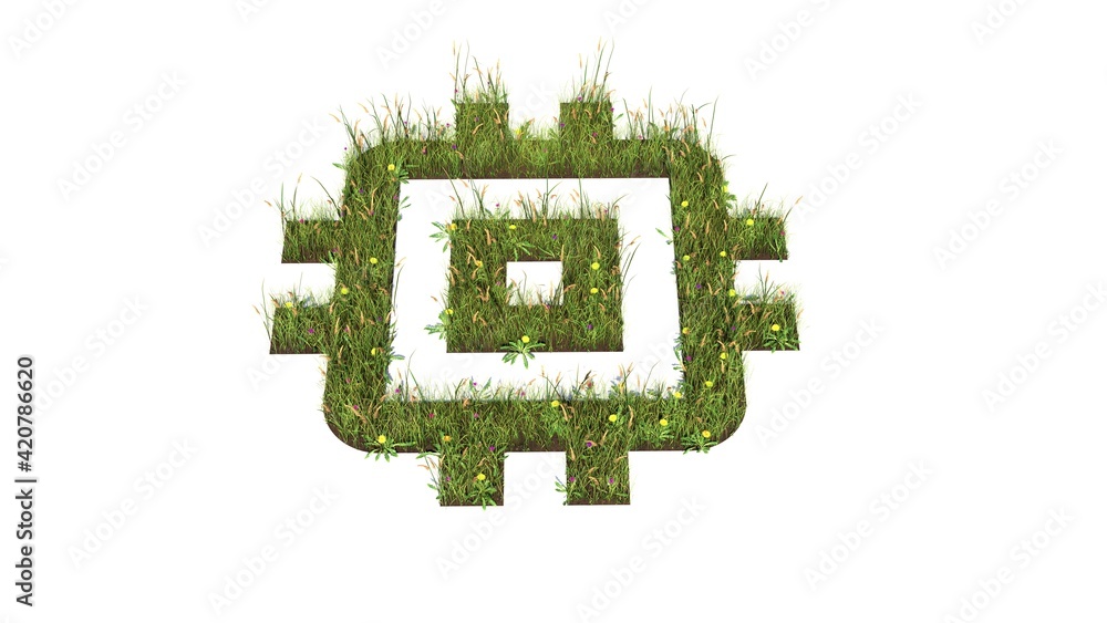 3d rendered grass field of symbol of computer isolated on white background 3d rendered grass field of symbol of computer isolated on white background