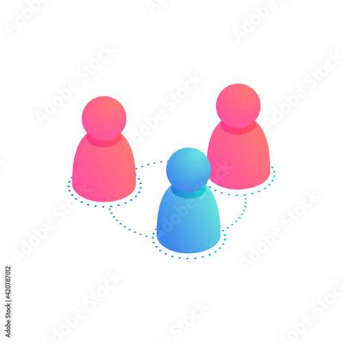 Teamwork isometric vector icon. 3d Business people team work organization symbol