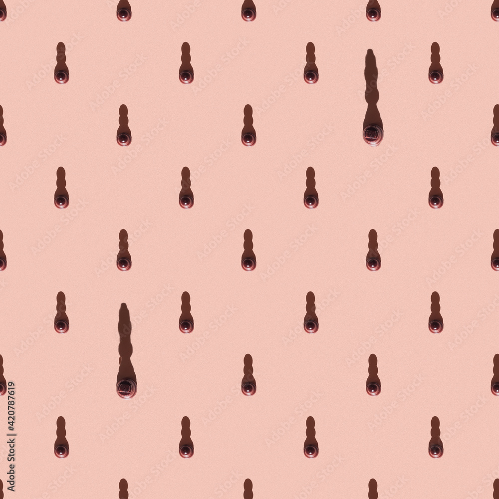 Patterns on a pink background. Chess pieces.