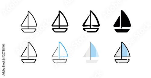 Sailing Icon Set (8 different style vector icon set)