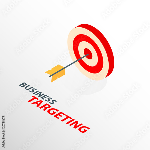 Isometric targetng with arrow icon isolated 3d