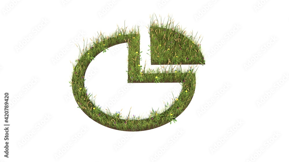 3d rendered grass field of symbol of pie chart isolated on white background 3d rendered grass field of symbol of pie chart isolated on white background
