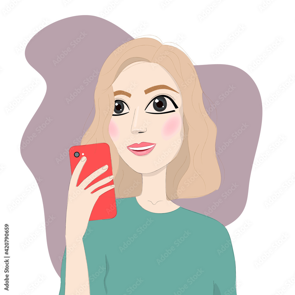Portrait of a beautiful woman holding a phone. Portrait of a beautiful woman holding a phone.