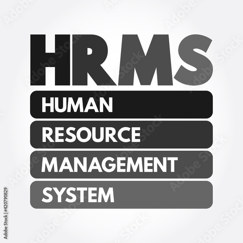 HRMS - Human Resource Management System acronym, business concept background