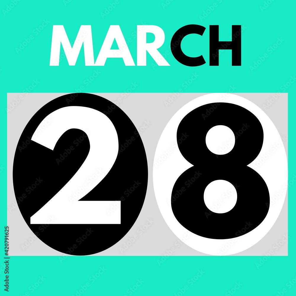 March 28 . Modern daily calendar icon .date ,day, month .calendar for the month of March March 28 . Modern daily calendar icon .date ,day, month .calendar for the month of March
