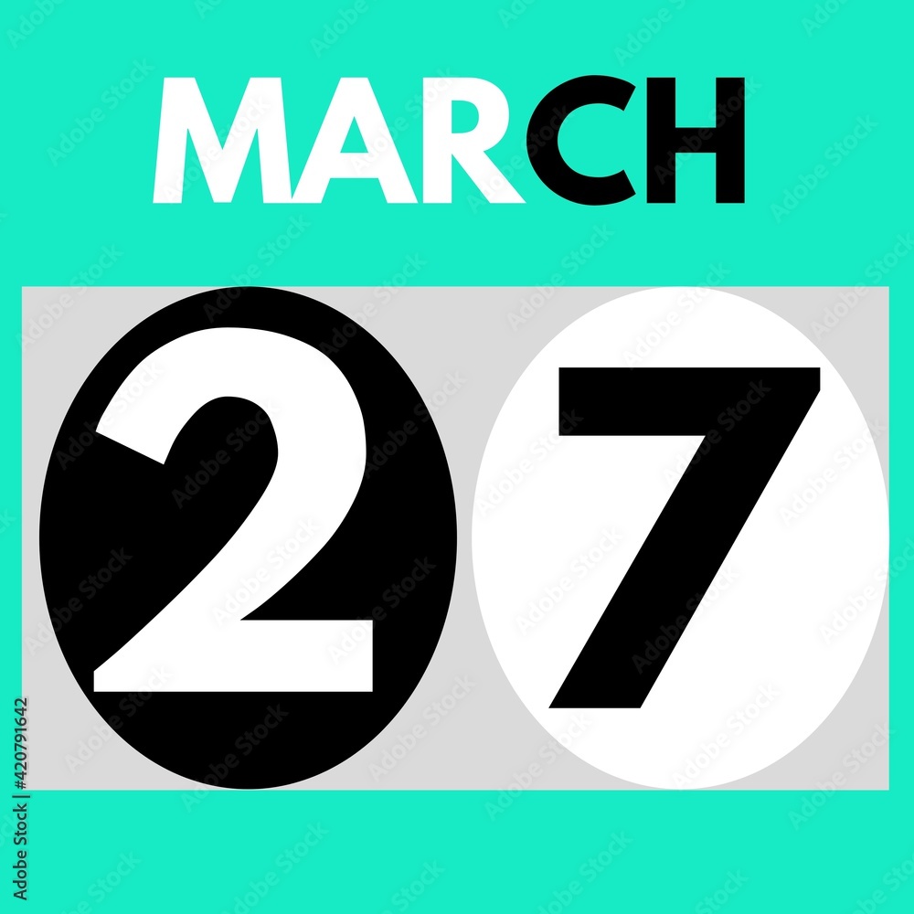 March 27 . Modern daily calendar icon .date ,day, month .calendar for the month of March March 27 . Modern daily calendar icon .date ,day, month .calendar for the month of March