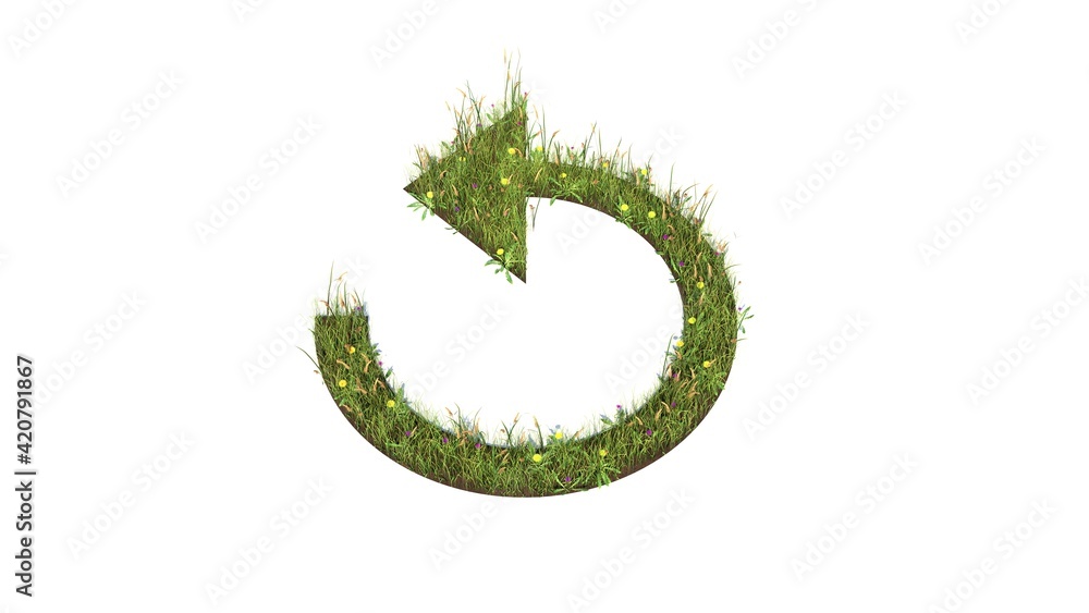 3d rendered grass field of symbol of refresh arrow isolated on white background 3d rendered grass field of symbol of refresh arrow isolated on white background