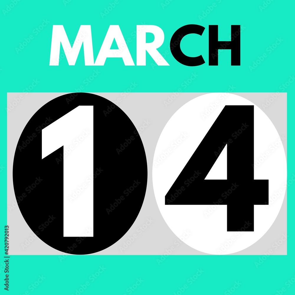 March 14 . Modern daily calendar icon .date ,day, month .calendar for the month of March March 14 . Modern daily calendar icon .date ,day, month .calendar for the month of March