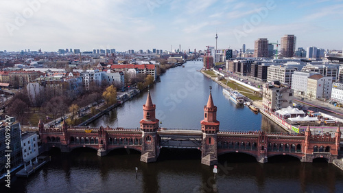 Photography River Spree in the city of Berlin with Oberbaum Bridge - urban photography