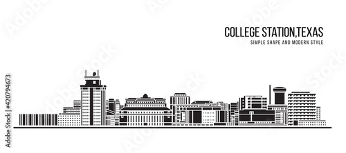 Cityscape Building Abstract Simple shape and modern style art Vector design - College Station city, Texas