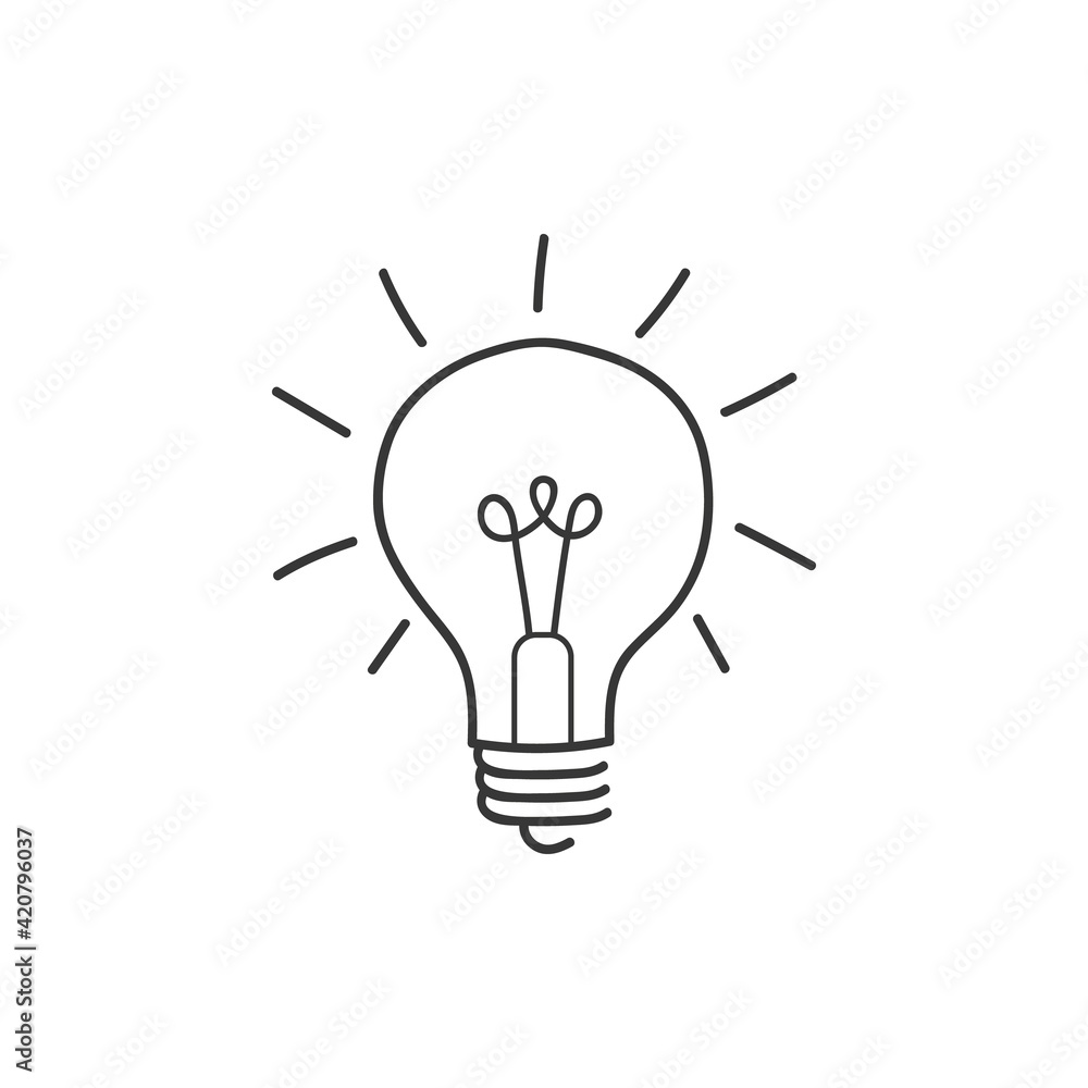 Black lightbulb drawing on white background icon Black lightbulb drawing on white background icon
