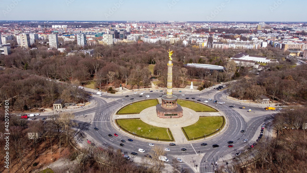 Famous Big Star roundabout with Berlin Victory Column - urban photography
