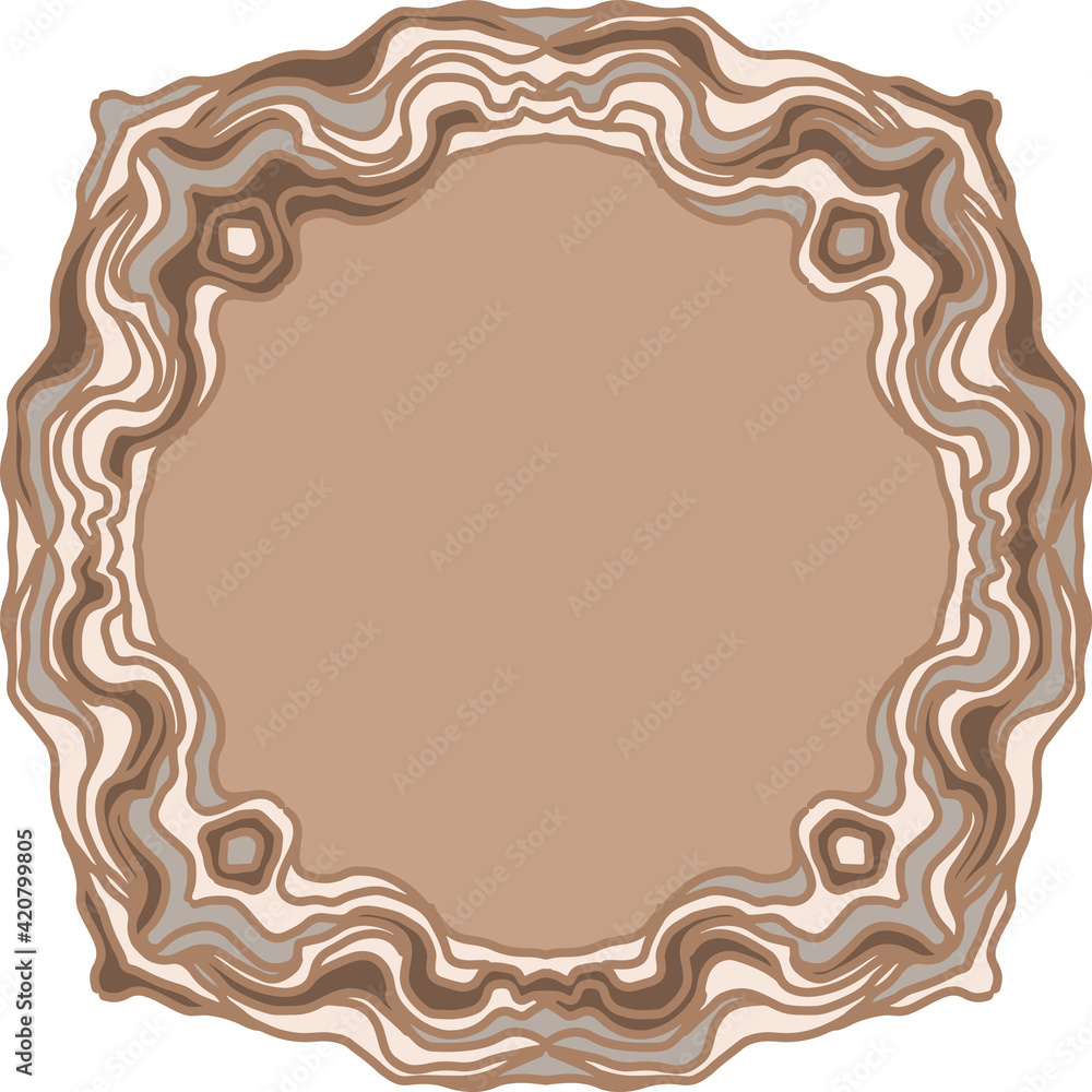 Round old wooden frame print imitation. Vector illustration. Round old wooden frame print imitation. Vector illustration.