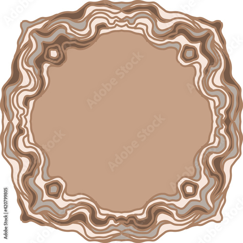 Round old wooden frame print imitation. Vector illustration.