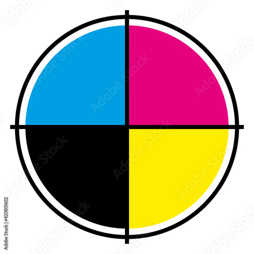 CMYK CMJN Ink wheel. Print target. Vector illustration IV.