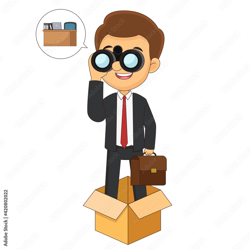 businessman thinking out of the box, happy businessman welcome to new jobs businessman thinking out of the box, happy businessman welcome to new jobs