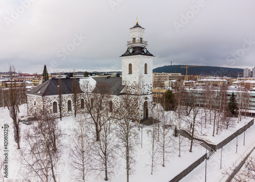Kuopio Cathedral in the spring winter 