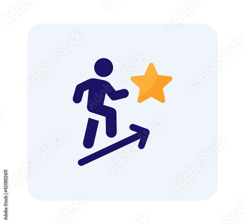 Success way to reach goal. Golden star for achieve business career. Vector illustration.