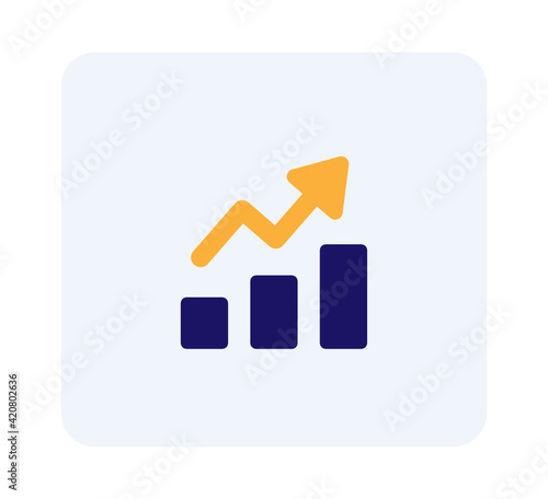 Business growth graph sign. Data increase vector icon